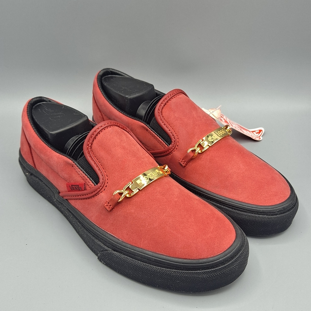 NEW Womens Vans Classic Slip-On ID Chili Pepper Red Slipper Sneaker Shoes Sz 5.5